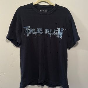 True Religion Black Distressed Tee